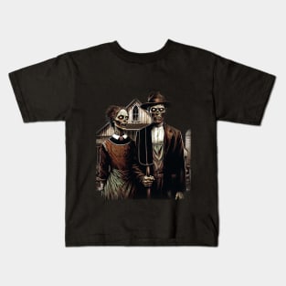 American Gothic - Vintage Zombie  Art Kids T-Shirt